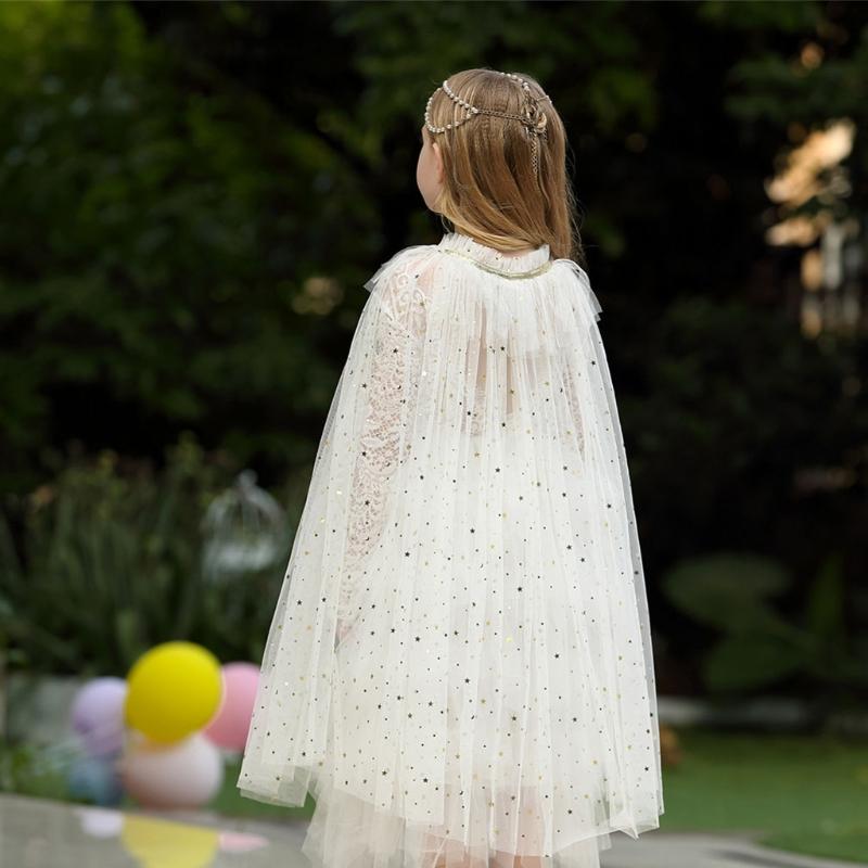 Colourful Princess Cape Cloaks for Little Girls Christmas Halloween Custome Cosplay Party Dress Shiny Sequin Shawl