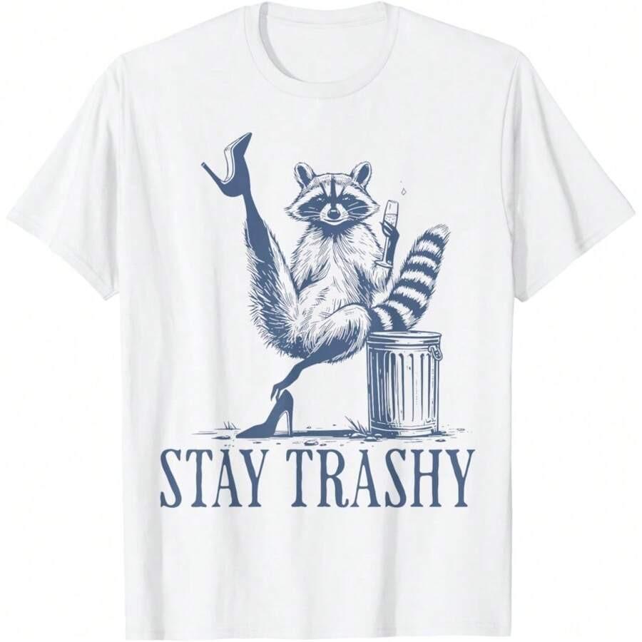 Funny Raccoon Print T-Shirt for Women & Kids S разноцветный