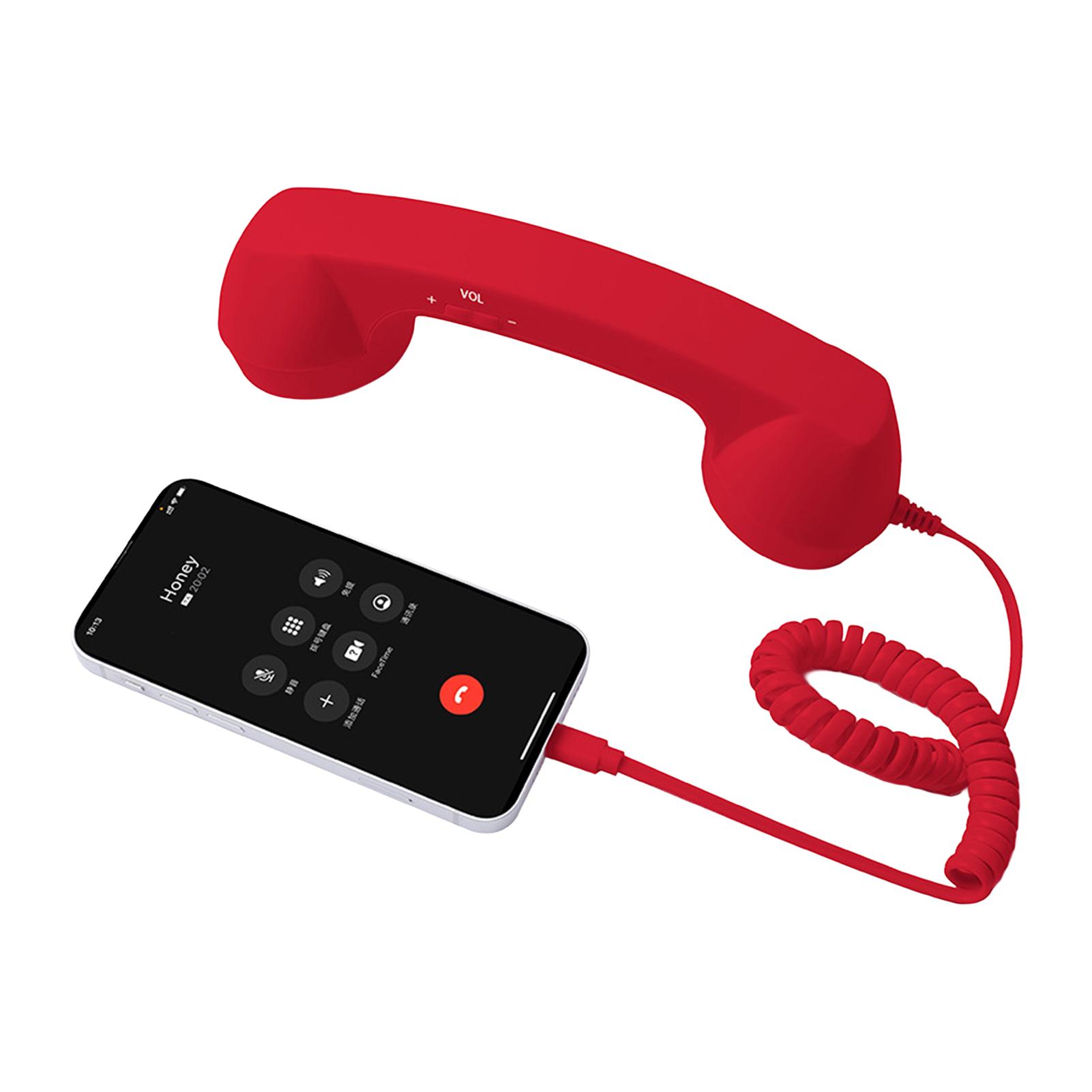 

Type-C Retro Phone Handset Microphone for Android Plug and Play Wired Headset for Voice Chat Live Streaming Clear Sound красный