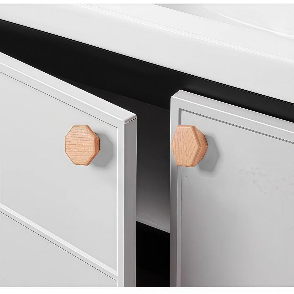 Nordic Style Cabinet Knob Handle Wooden Round Wardrobe Drawer Handles Square Solid Wood Lockers Knob Handle Cabinet Doors
