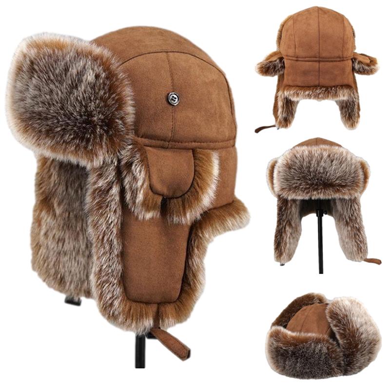 Cappelli Bomber Invernali di Peluche per Donna Uomo Cappello in Finta Pelliccia Sintetica Imitazione Cappello del Nord-Est Unisex Caldo Berretto da Neve con Paraorecchie