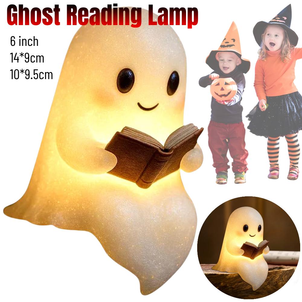 Cute Ghost Reading Lamp Halloween LED Night Light Spooky Table Lamp Desk Light For Bedroom Study Book Lovers Halloween Ornament