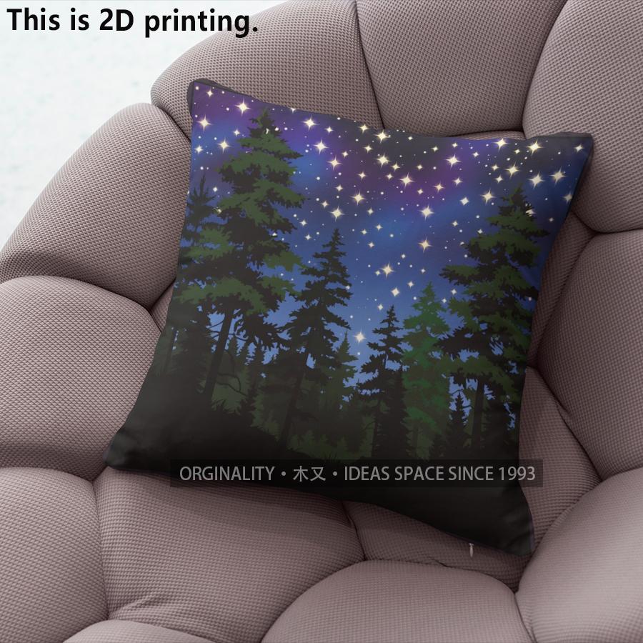 Starry Night Forest Scene Throw Pillow Covers Pattern Cushion Cover Suitable For Sofa Bedroom Car Pillow Cover