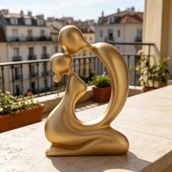Kissing Couple Statue, Modern Abstract Lover Figurine, Resin Romantic Couple Sculpture for Home, Office, Desktop, Bookshelf, Wedding Decor