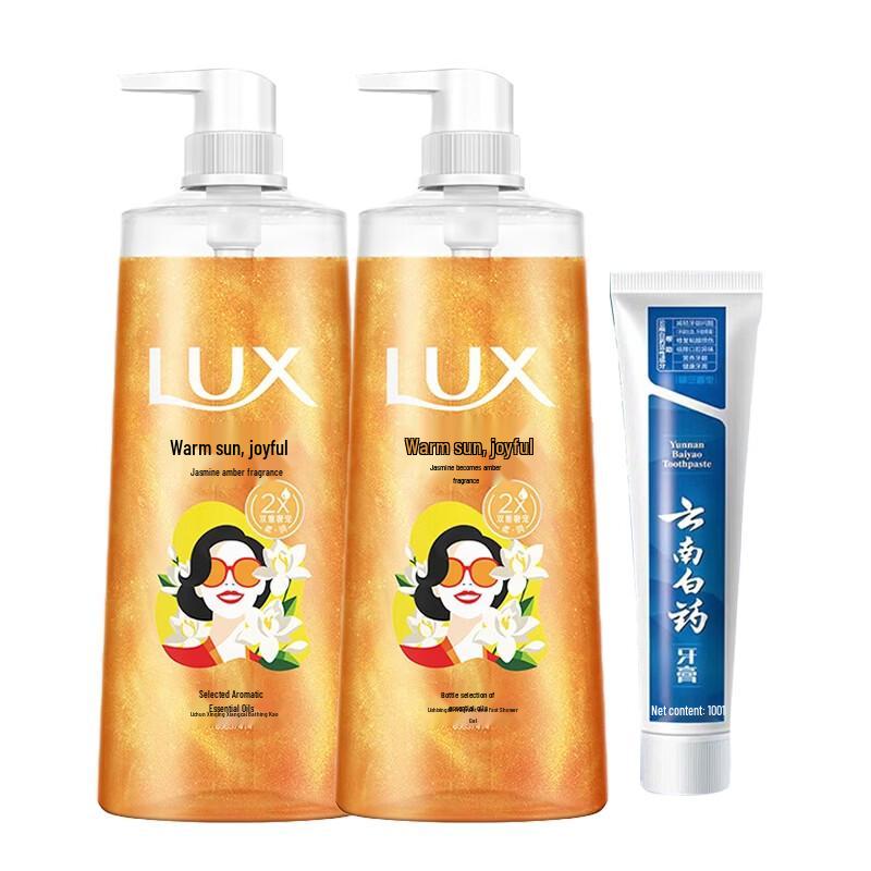 Гель для душа Lux Жасмин и Янтарь, 2 шт. со Зубной пастой с Мятой