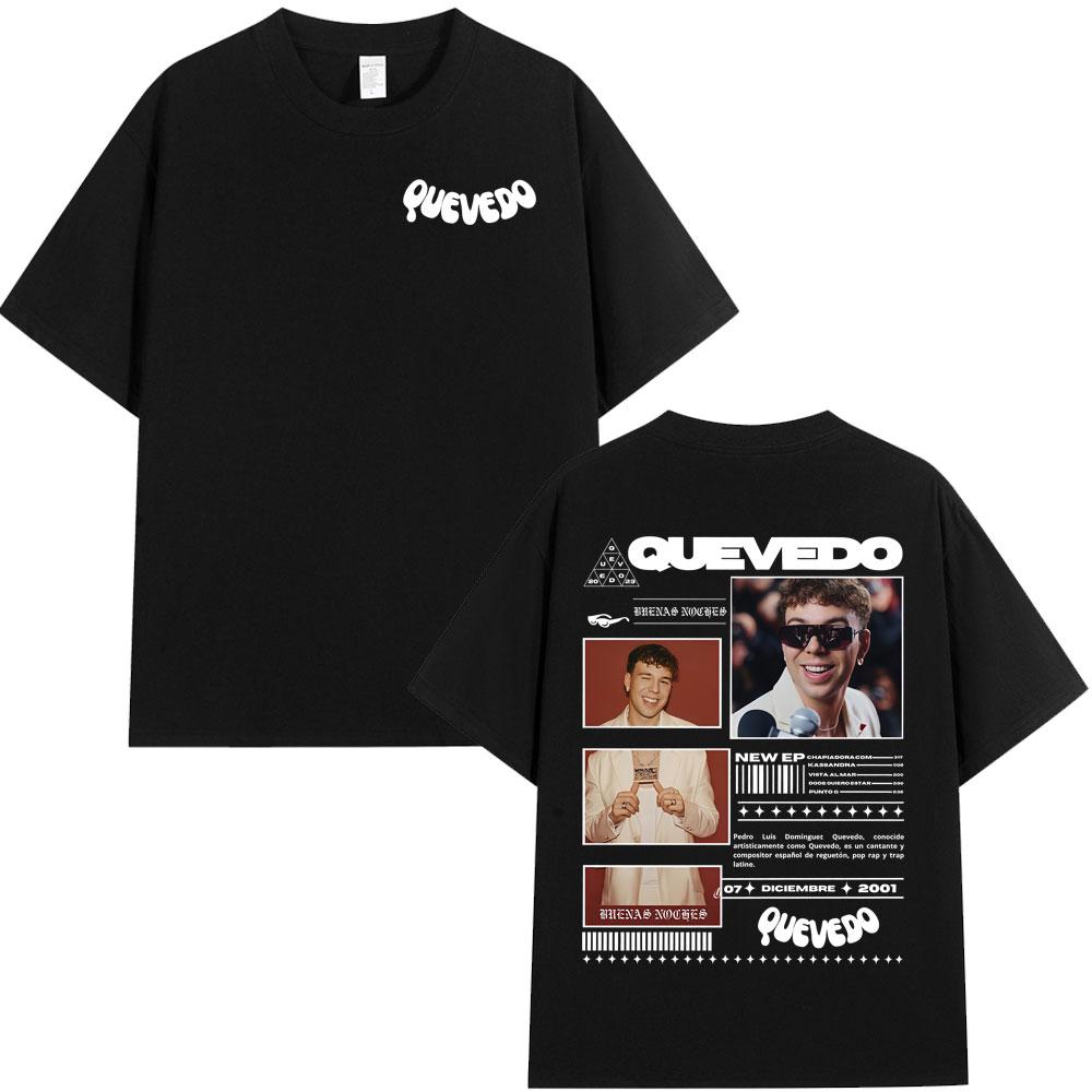 

Rapper QUEVEDO BUENAS NOCHES Album Tour Tshirt Unisex Women Fashion Hip Hop Tshirts Casual Loose Short Sleeve T Shirt Streetwear S