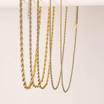 HECHENG, 2.5/3/4/5/6mm 316L Stainless Steel Gold Color Twisted Rope Chain Necklace For Men's and Women's Zircon Wholesale