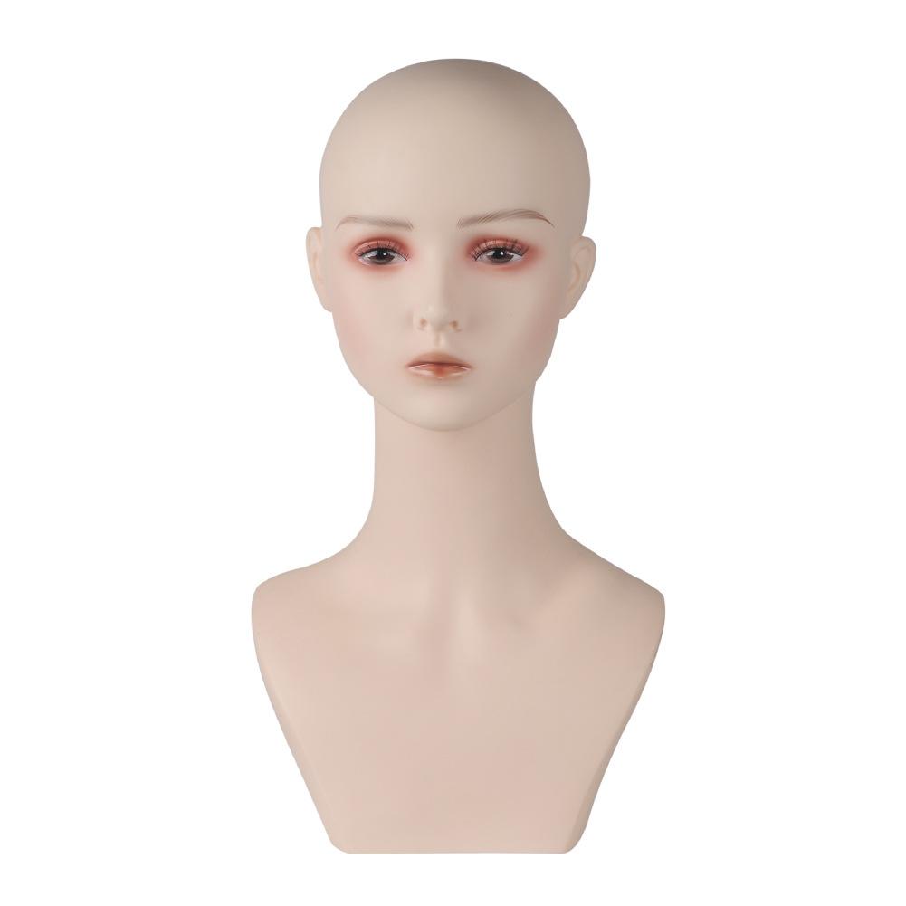 17-inch PVC Female Mannequin Head with Eyelashes and Lips Wig Display, Cosplay, Makeup, Jewelry & Hat Display with Mount Holed