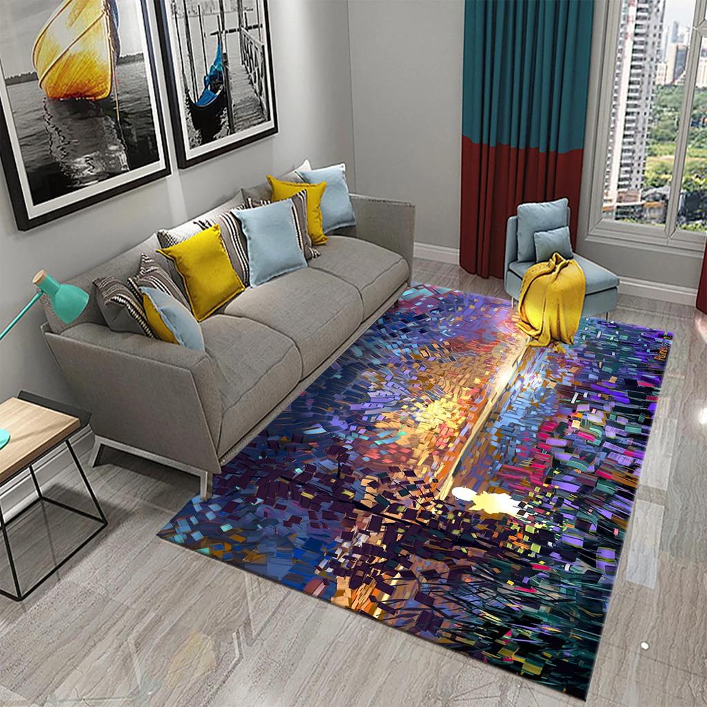 Kids Cartoon Carpet Colorful Graffiti Rug Teens Street Hip Hop Rectangle Area Rugs Bedroom Mats Flat Mat Living Room Door Mat