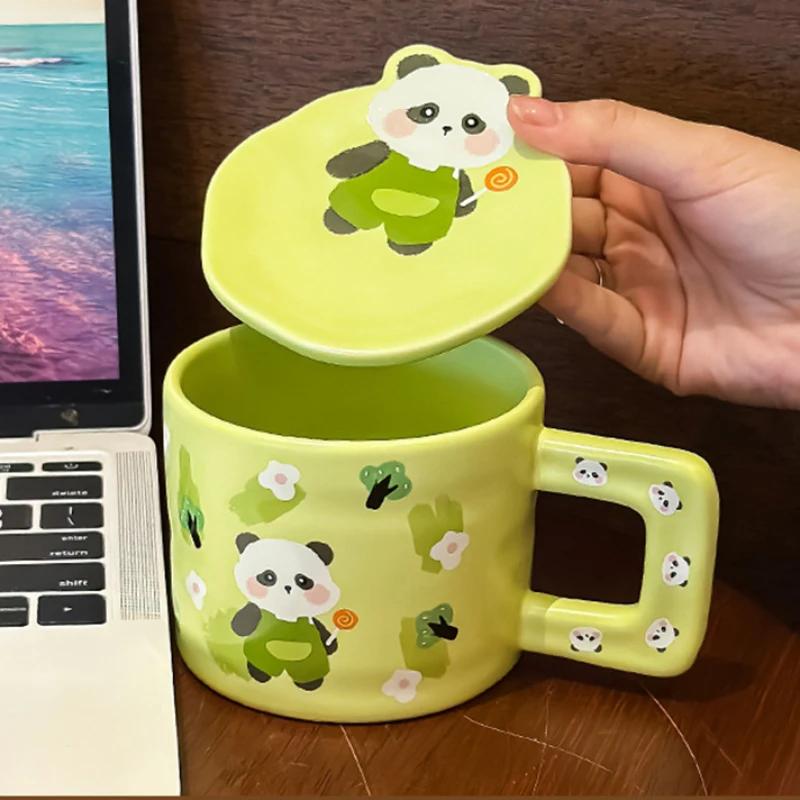 350ml Cute Panda Mug with High Beauty, Female Home Ceramic Cup, Couple Tea Cup, Large Capacity Coffee Breakfast Cup