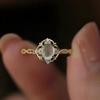 S925 Sterling Silver Romantic Moonstone Ring for Women - Sweet Hollow Design with Rhinestones