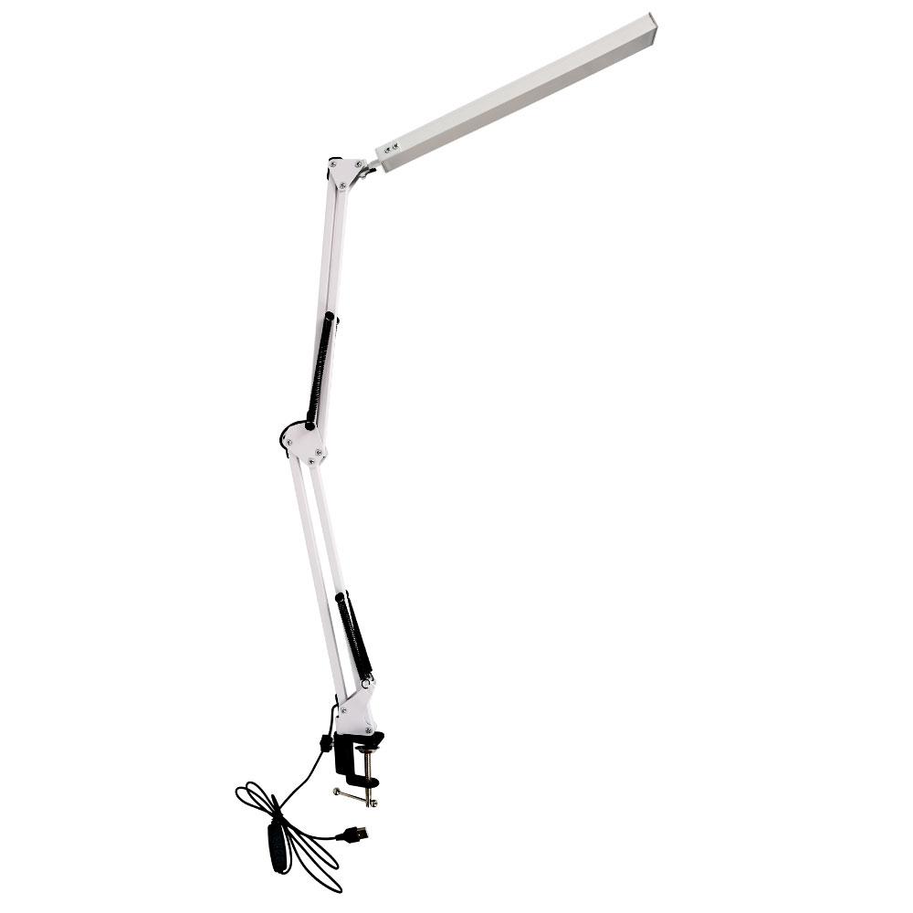 LED skládací kovová stolní lampa Klip na světelnou svorku Stmívací stolní lampa s dlouhým ramenem 3 barvy nastavitelné pro počítače v obývacím pokoji