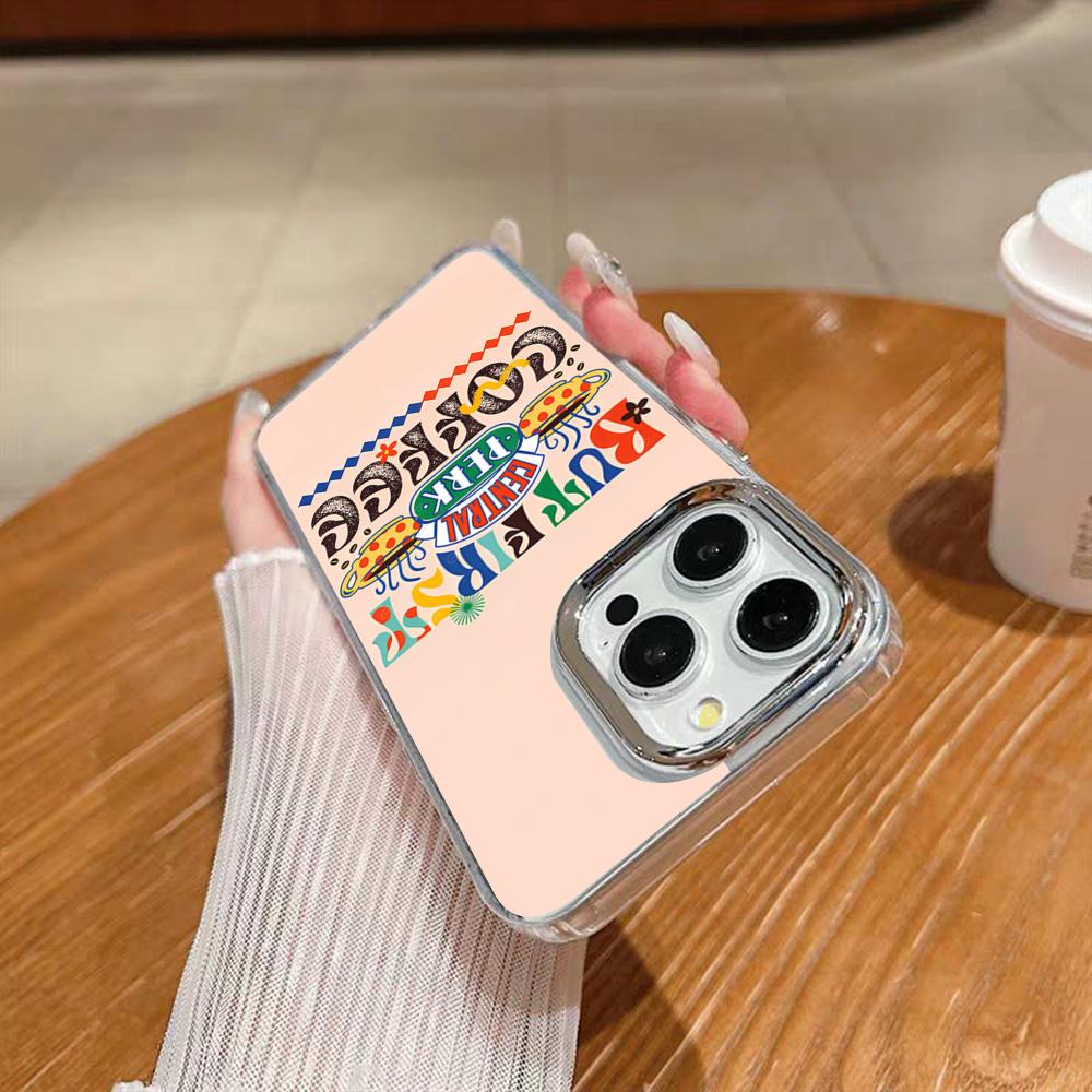 Friends TV Shows Central Perk Coffee Phone Case For Iphone 17 16 15 14 13 12 11 Pro Max Xr Air Plus Silicone Cover Silver Hard