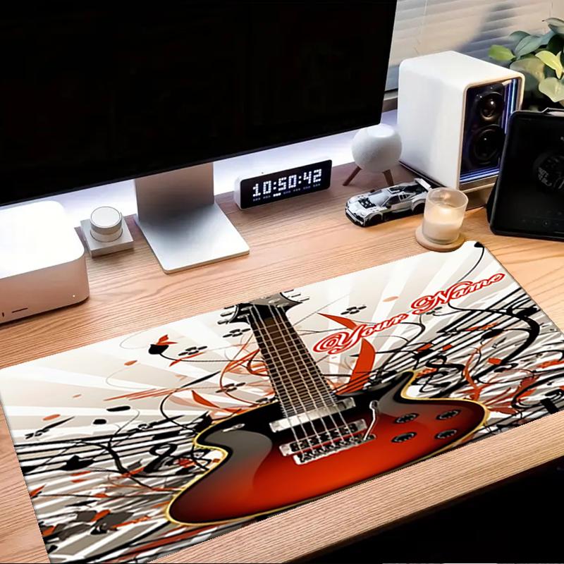 1PC Custom Name Electric Guitar Artwork Mouse Pad, Keyboard and Mouse Desk Pad, for Computer Notebook  Birthday Gift For Any Room Or Office