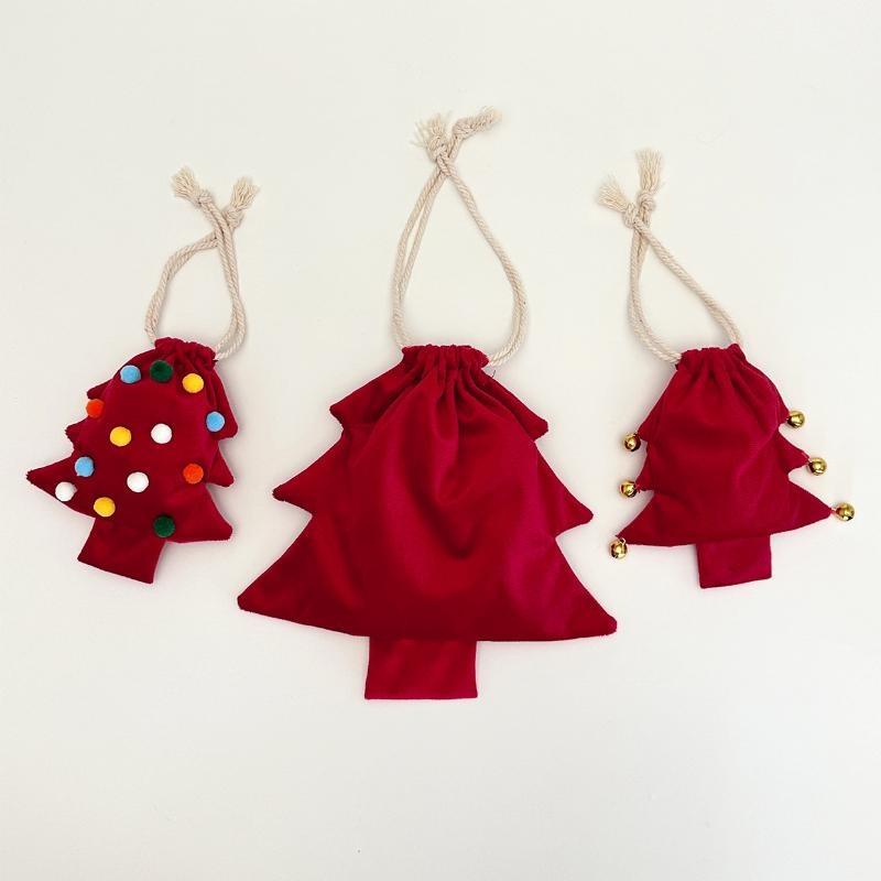 2026 New Atmosphere Christmas Tree Shaped Drawstring Gift Bags Christmas Tree Decoration Gift Bags