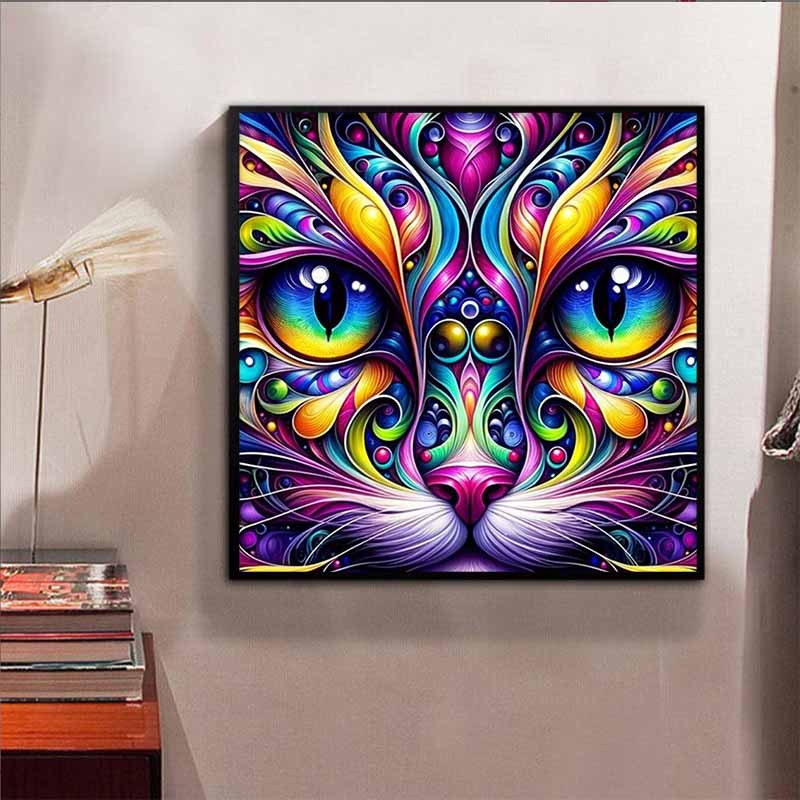 New Arrival 5D DIY Full Circle Diamond Painting "Colorful Cat" Embroidery Cross Stitch Home Decor Gift