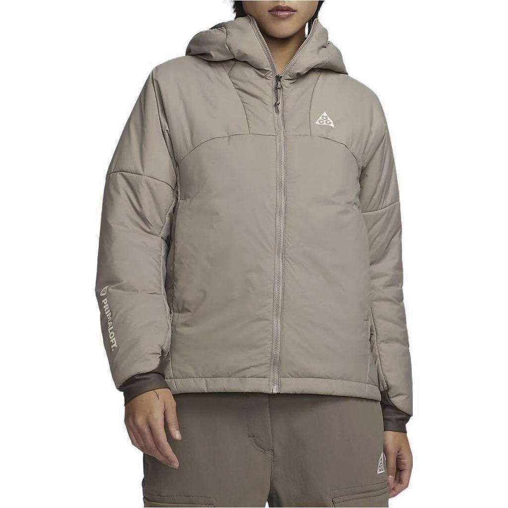 Nike Solid Color Casual Logo Zip Hoodie Jacket Women Outerwear Gray Brown DQ5841-087