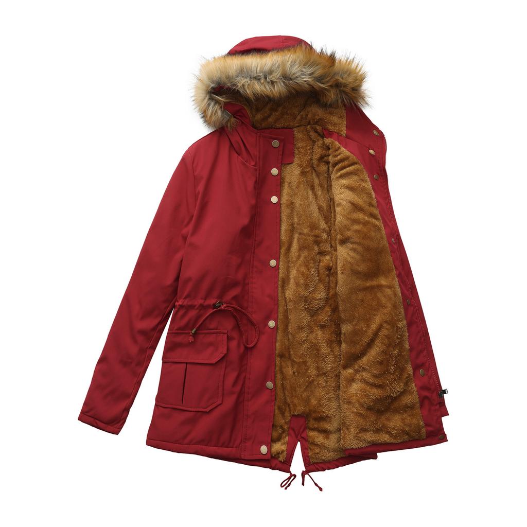 Women's Plush Hooded  Collar Winter Warm Coat Large Size Loose And Comfortable Cotton Jacket