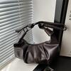 New Korean Retro Soft Leather Hobo Bag Versatile Crossbody Shoulder Bag Wrinkled Lazy Style Simple and Casual Texture Makeup Bag