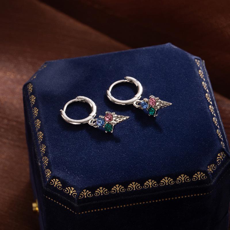 Niche Design Color Diamond Ice Cream Circles Ear Buckles Femininity Sweet High-End Earrings