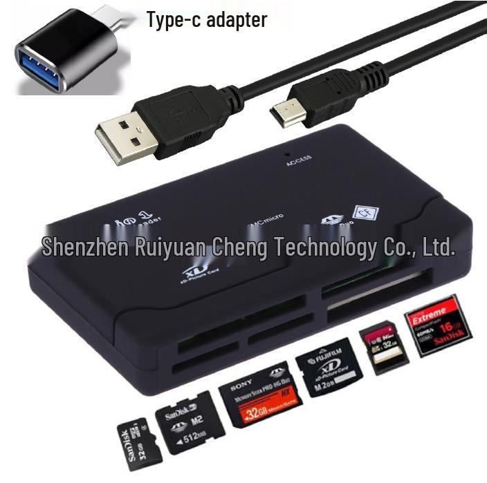 In Stock USB Multi-function Six-Port Mobile Phone & Camera High-Speed Card Reader with Password Protection