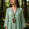 Handmade Waxed Cord Necklace Featuring Alloy Pendant And Natural Wood Beads Jewelry For Sensitive Skin