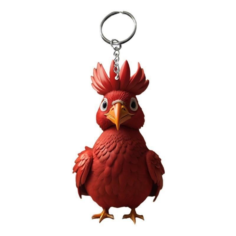 6pcs  Cartoon Chicken Keychain Decorative Backpack Accessory Christmas Keyrings