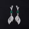 Imitation Natural Emerald Earrings Exaggerated Long Tassel Retro Full Light Luxury