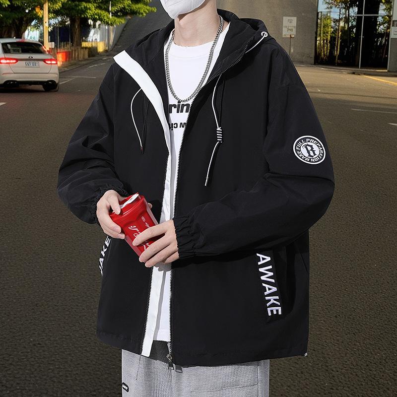 Jacke Herren Kapuzenjacke Frühling und Herbst Jacke Mode Lockere Jacke Herren Studenten Freizeitjacke