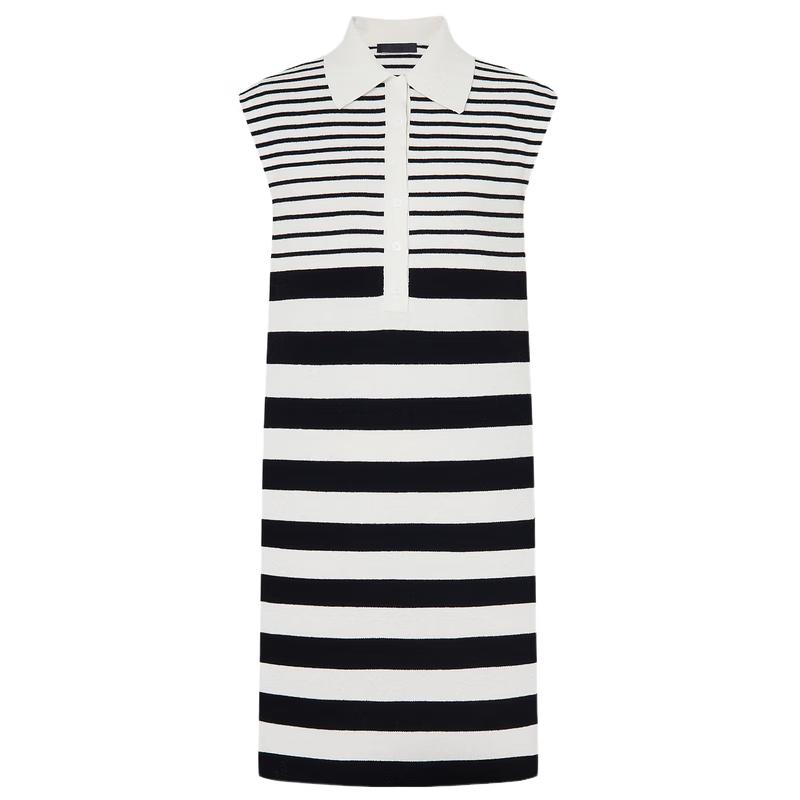 

MO&Co. Women s Linen Blend Striped Polo A-Line Dress L