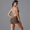 Knitted Peach Hip Lifting Sexy Suspender, Beautiful Back Yoga Shorts, Yoga Fitness Bra Set