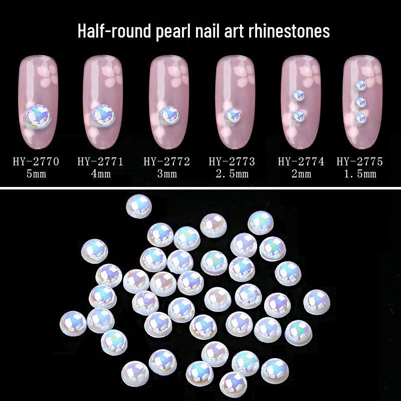 Iridescent White Acrylic Pearl Rhinestones for Nail Art Decorations Normal specifications