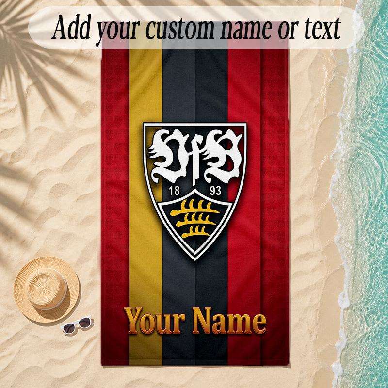 StrandtuchVfB Stuttgart FC Benutzerdefinierter Name Text Personalisierbares Weiches Handtuch für Strand Pool Innenbereich Heimdekoration Geschenk