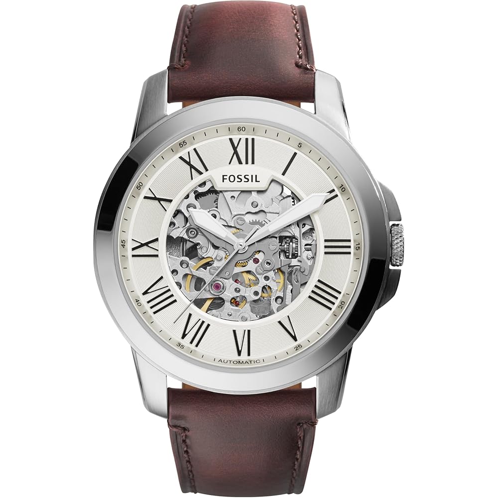 Fossil Grant ME3099 Men s Watch Imported Genuine Leather Strap Silver