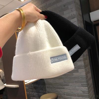 Autumn and Winter Fashion Guochao Knitted Warm Wool Hat for Men and Women Couples Street Versatile White Women's Winter Cold Hat