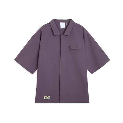Classics Woven Shirt Unisex Charcoal Gray Purple 631555-46