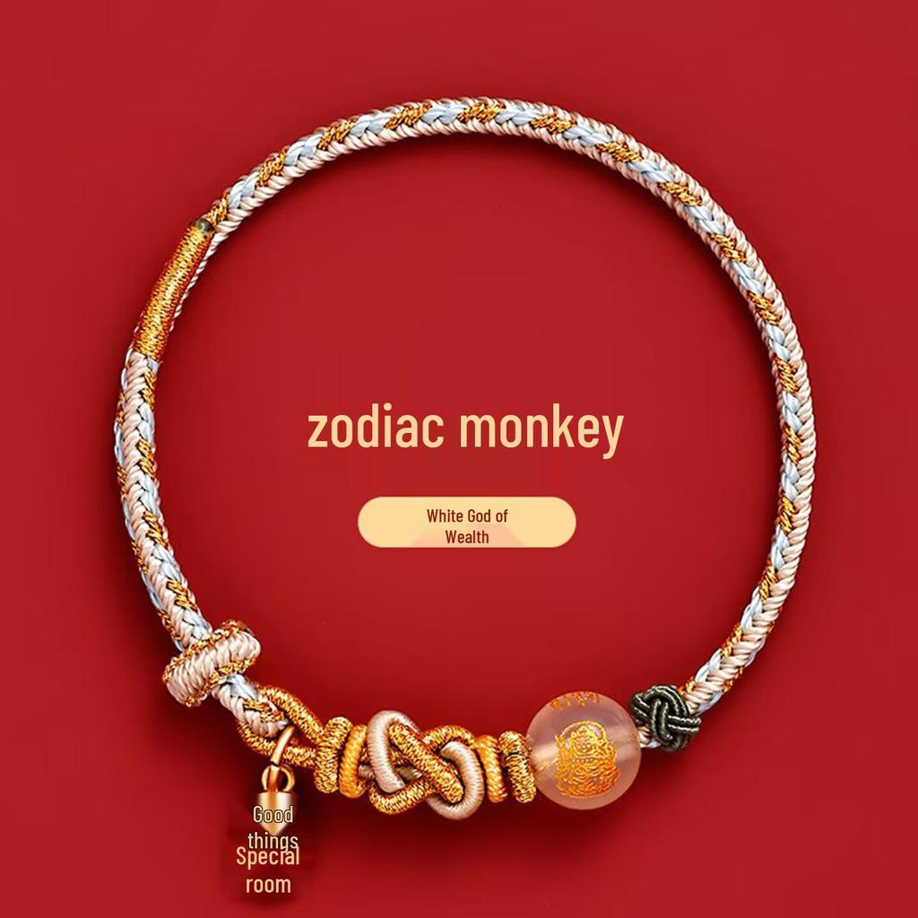 2025 Year of the Snake Red String Zodiac Bracelet with Five Paths God of Wealth Charm