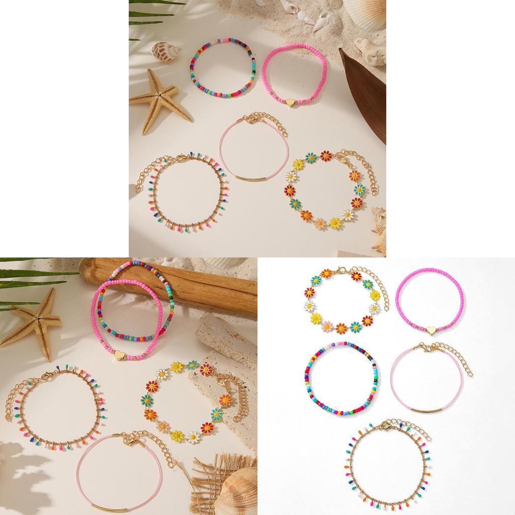 Bunte Gänseblümchen Handkette Mit Perlen für Mädchen Und Frauen