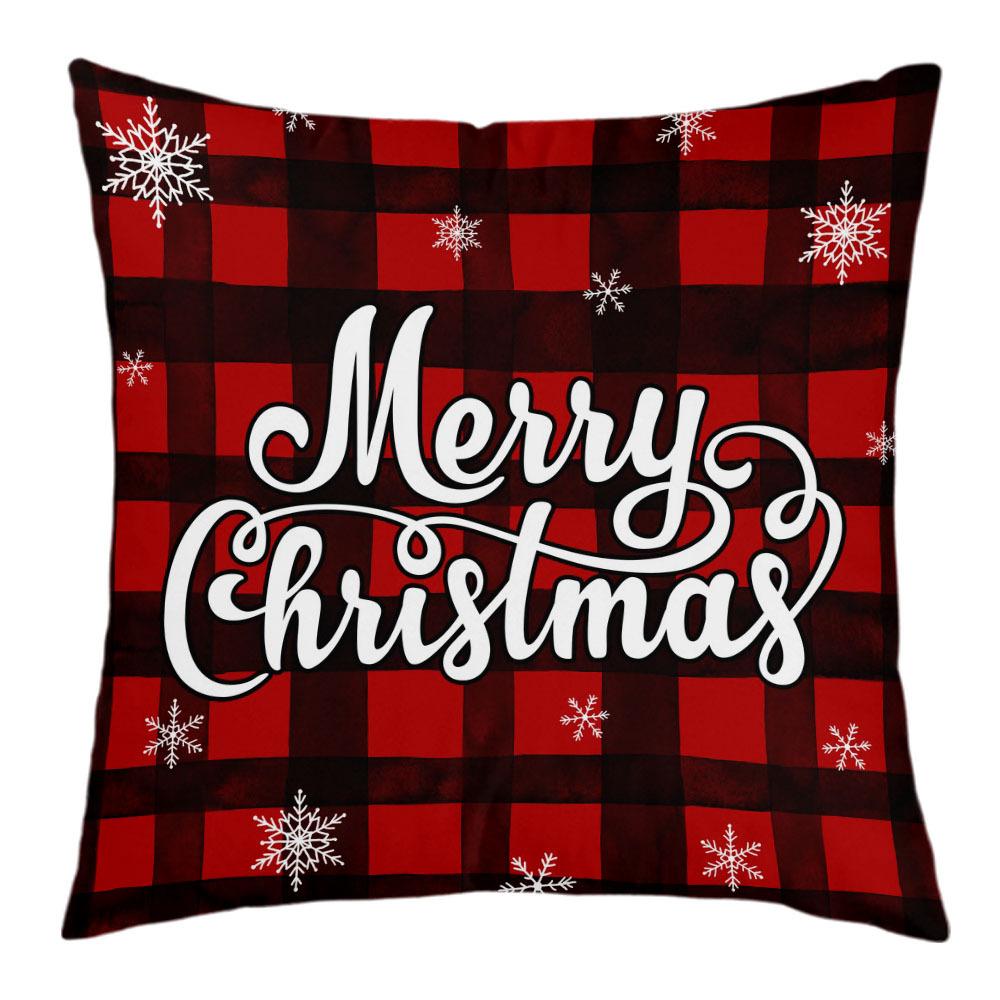 New Christmas Short Plush Pillow Cover Peach Skin Digital Printing Cushion Cover Christmas Snowman Pattern