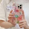 Applicable To Xiaomi 13lite Blue Light Rhinestone Mobile Phone Case Oil Painting Flower Red Rice Note12 Wrist Strap Bracket Crossbody