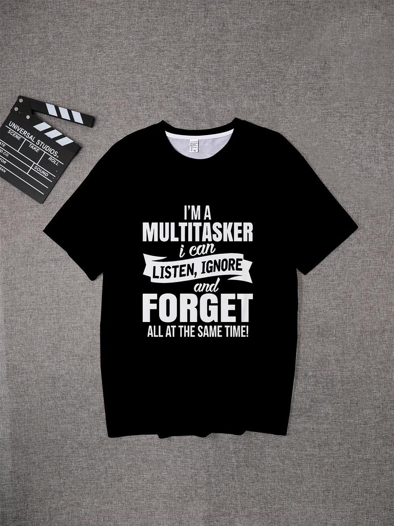 I am a multitasking printed Tshirt with funny mens graphic Tshirt black Tshirt summer short sleeved shirt