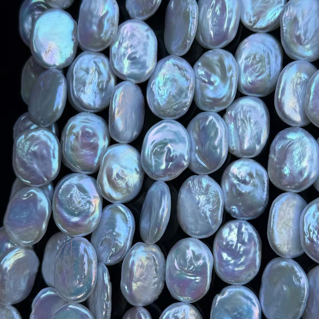 1String, White Natural Freshwater Pearls, Handmade Irregular Ellipse Pearl Beads for Jewelry Making DIY Crafts (Beads 14-16×18-19mm, Length 36cm)