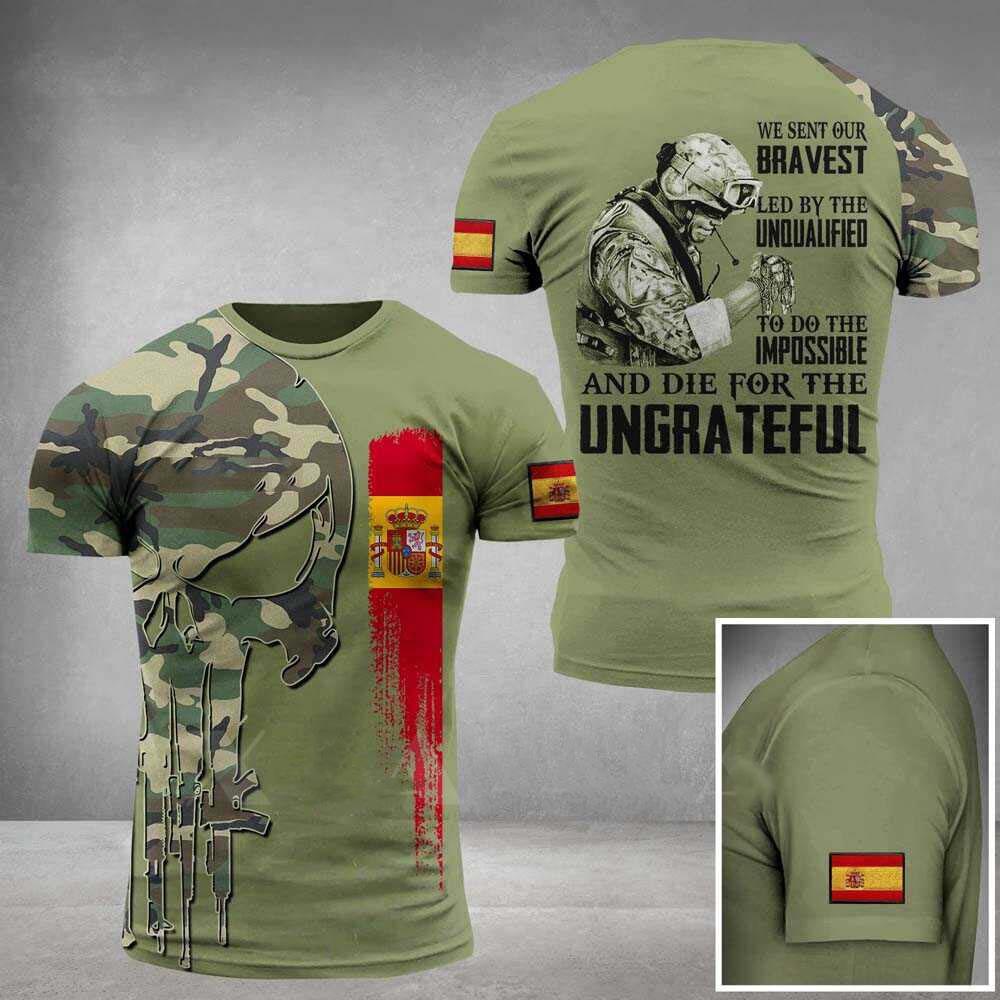 Pánské tričko s grafikou španělské vlajky, armádní ležérní trička s krátkým rukávem, pánské lovecké tričko, top pro španělské veterány, maskáčové oblečení Xl