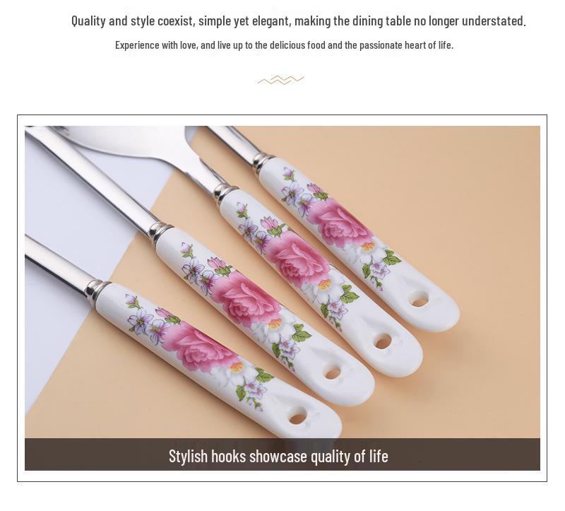 Keukengerei Set van Roestvrij Staal & Keramiek: Soeplepel, Spatel, Lepel voor Thuis & Hotelgebruik