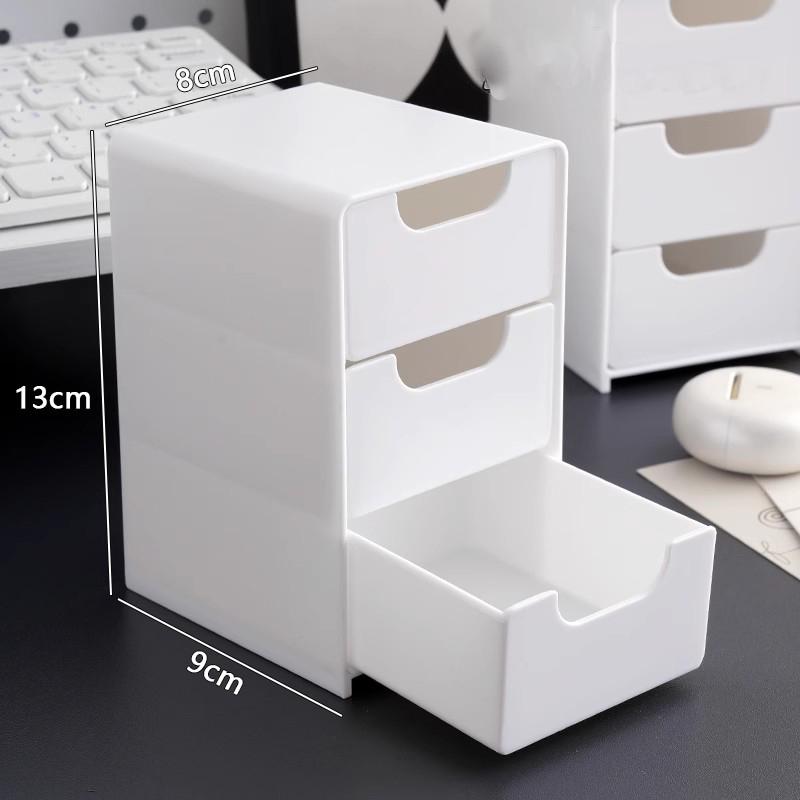 Plastic 3-Tier Desktop Storage Box Sundries Jewelry Cosmetic Lipstick Drawer Storage Box Home Office Organizer Desktop Case