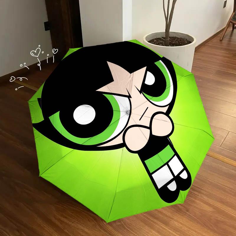 1pc Powerpuff Girls, Buttercup Themed High-quality Umbrella,Automatic Opening and Closing Umbrella,Multi-functional Umbrella G0811201