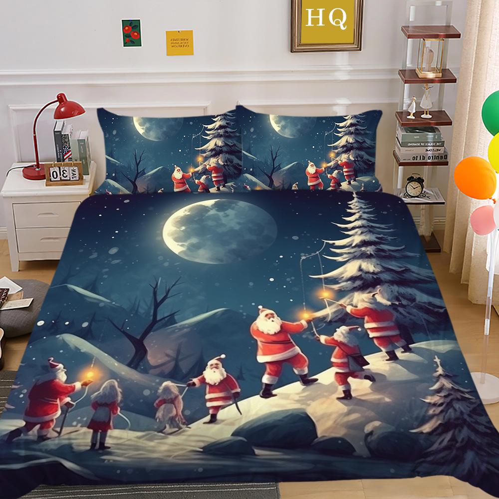 Weihnachtselch 3D-gedruckter Polyester-Kissenbezug Bettbezug Zweiteiliges oder Dreiteiliges Set erhältlich