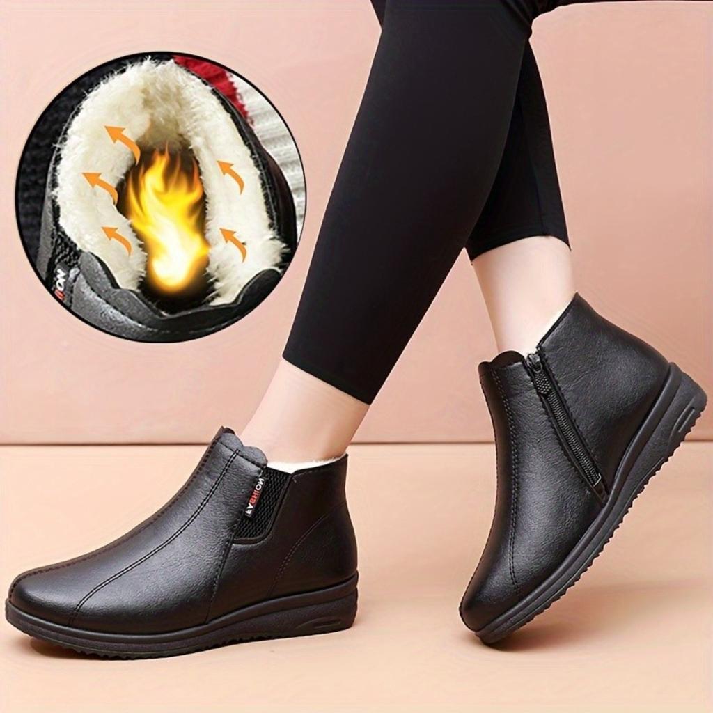 Boty pro matku Bavlněné boty Středního věku Zimní Kotníkové boty s měkkou podrážkou Boty pro starší ženy Plus Sametové Kožené boty