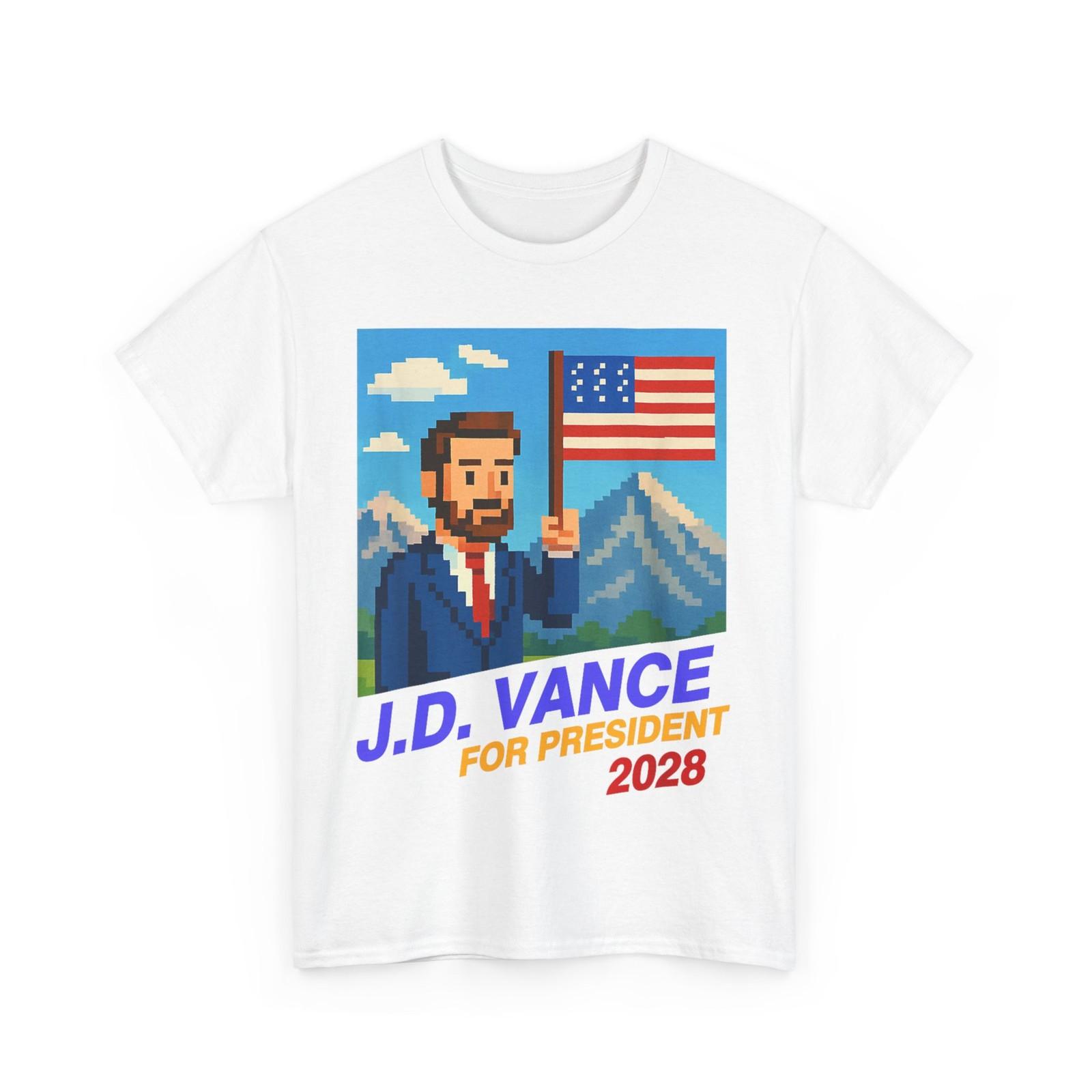 JD Vance 2028 for President Retro Campaign 8 Bit Funny T-Shirt XXXXL