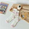 No hair loss coral fleece socks women's winter fleece sports home floor socks sleep warm medium tube socks two bars